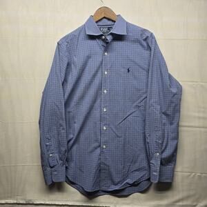 SHRT Polo Ralph‎ Lauren MEN Large Blue Button Down Stanton Classic Fit LOGO